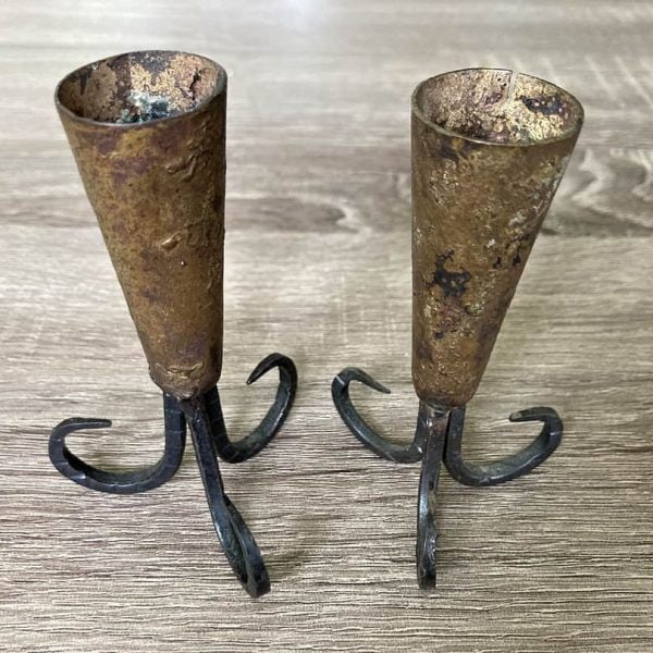 Hand-Forged, Primitive Candle Stick for Taper Candles - Set of 2
